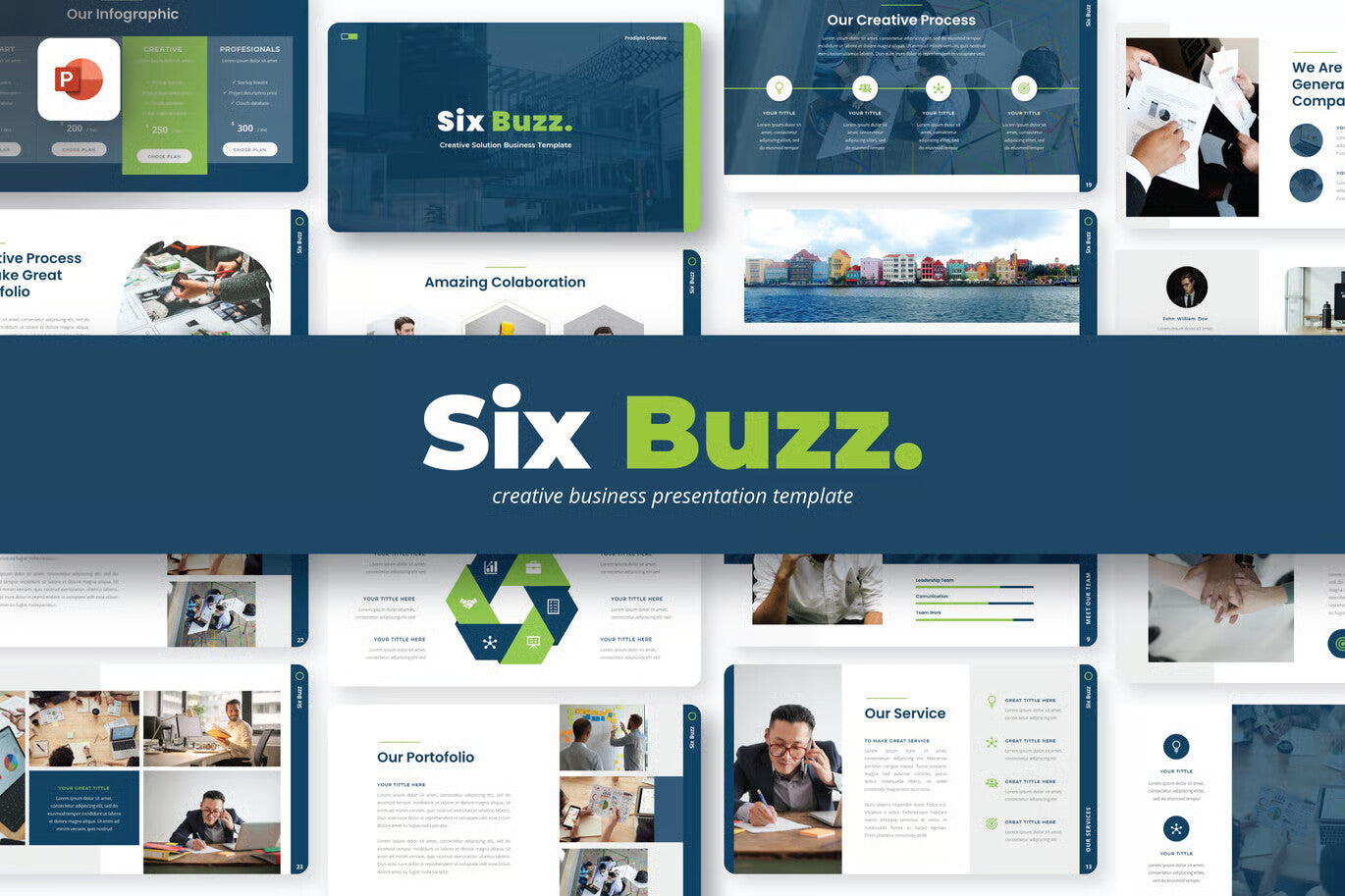 Six Buzz Business PowerPoint Template