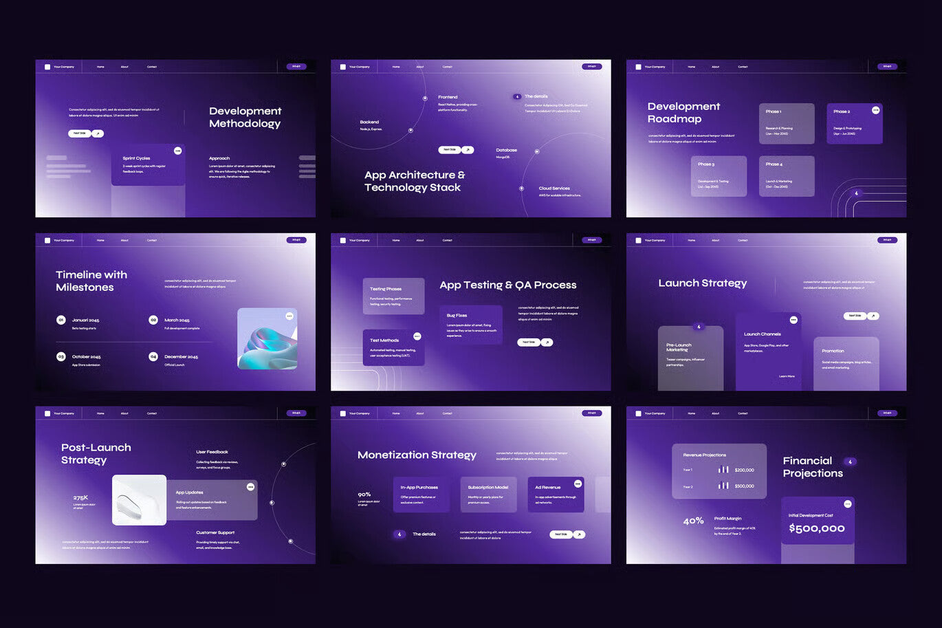 Morph Animated Gradient App Development Powerpoint