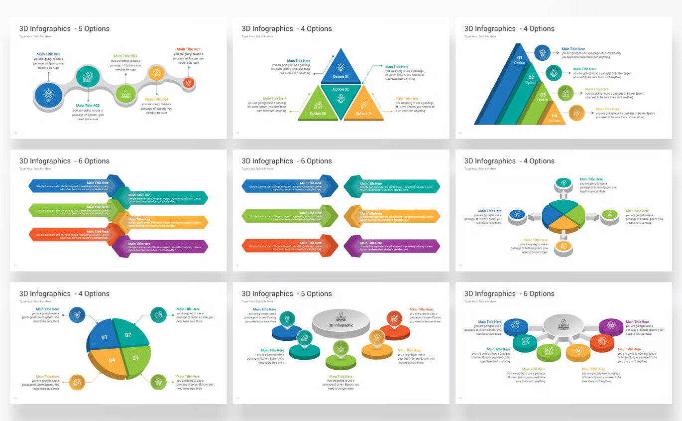 3D Infographics Google Slides templates