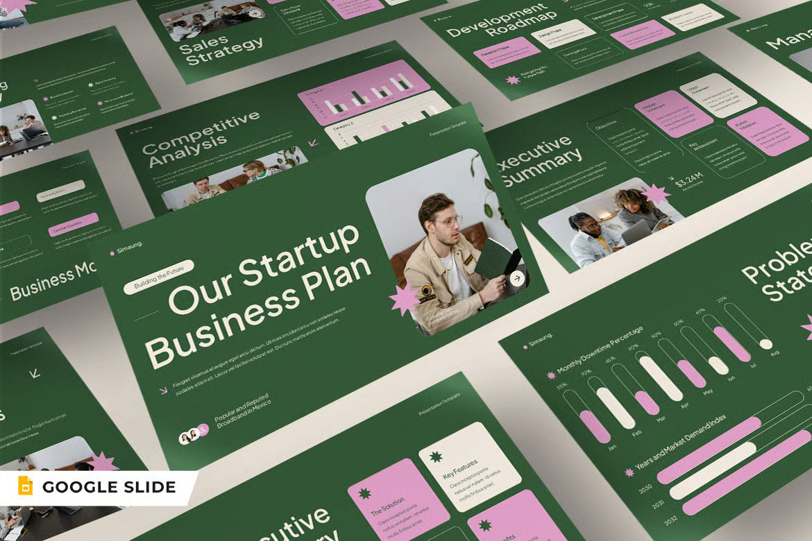 Green Pink Modern Startup Business Plan Presentation 006- 30 Unique Slides