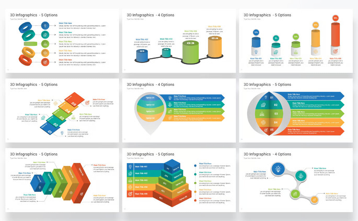3D Infographics Google Slides templates