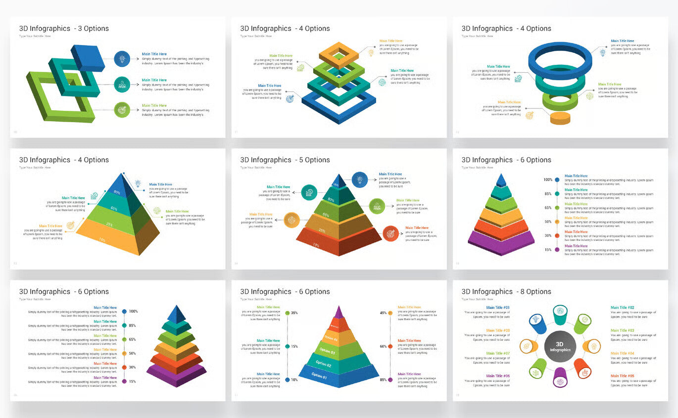 3D Infographics Google Slides templates