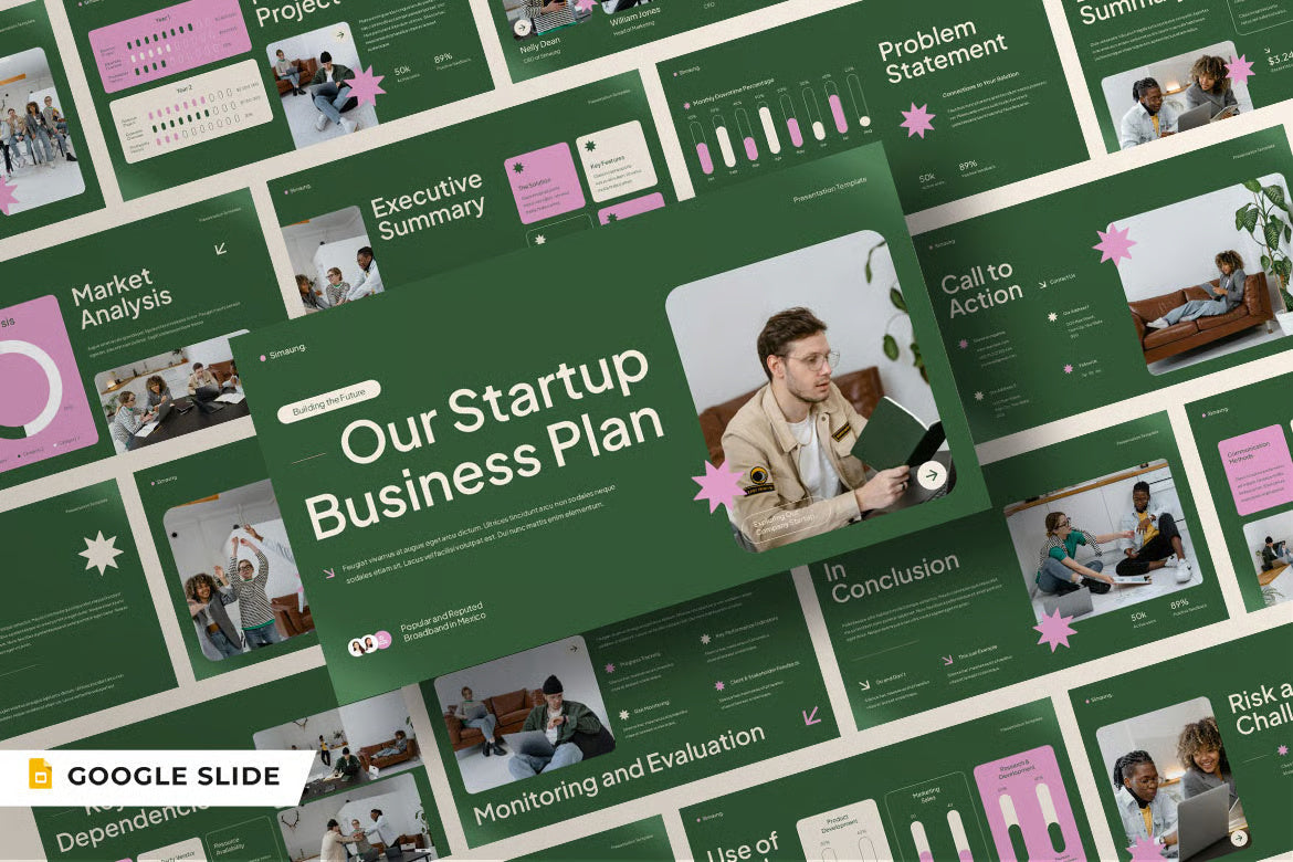 Green Pink Modern Startup Business Plan Presentation 006- 30 Unique Slides