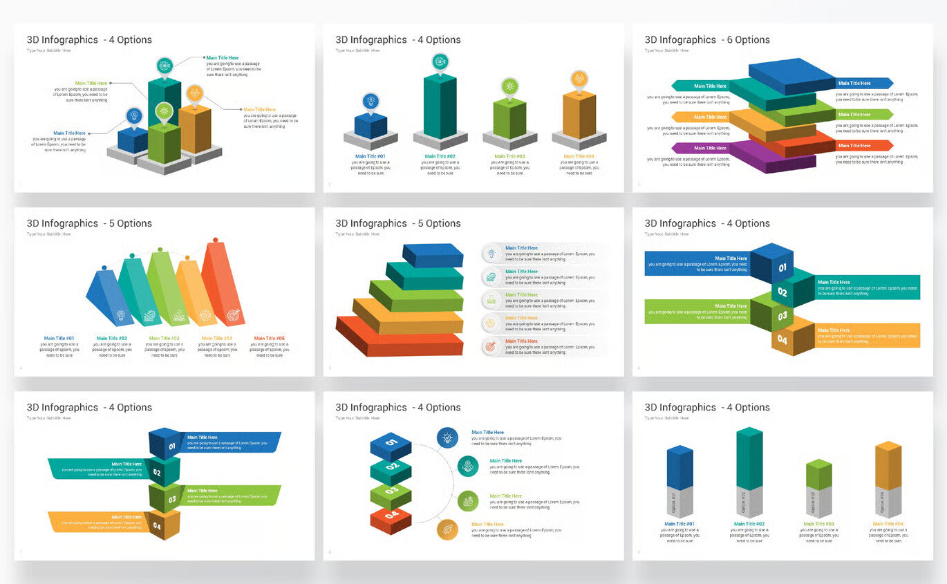 3D Infographics Google Slides templates