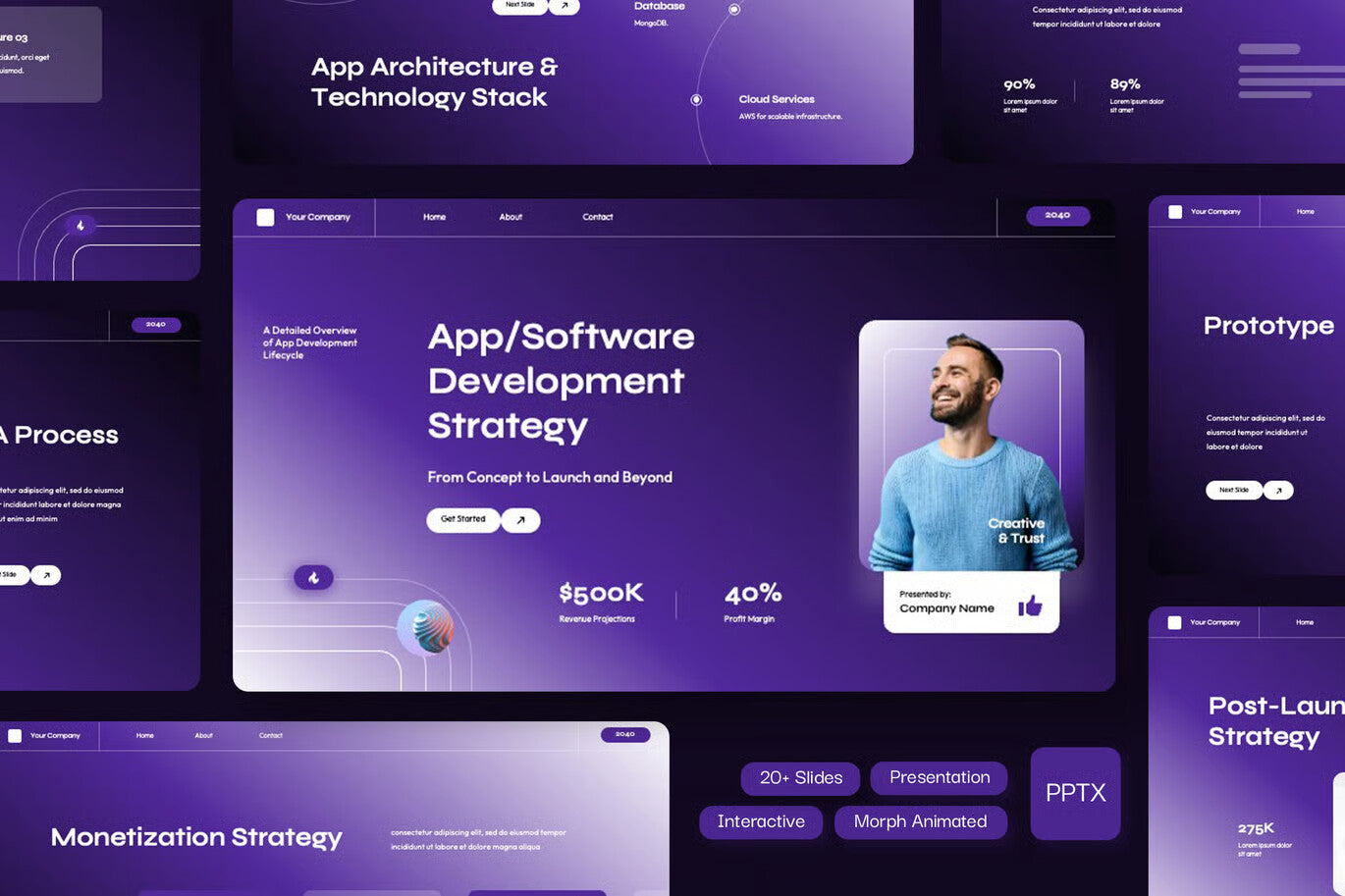 Morph Animated Gradient App Development Powerpoint