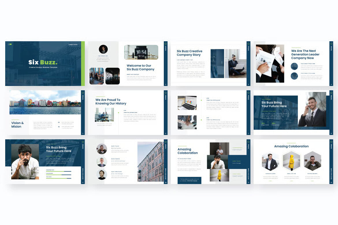 Six Buzz Business PowerPoint Template