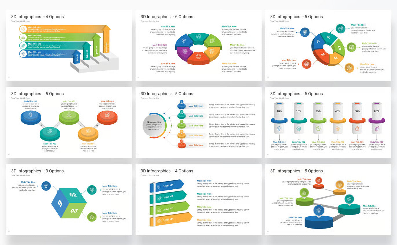 3D Infographics Google Slides templates