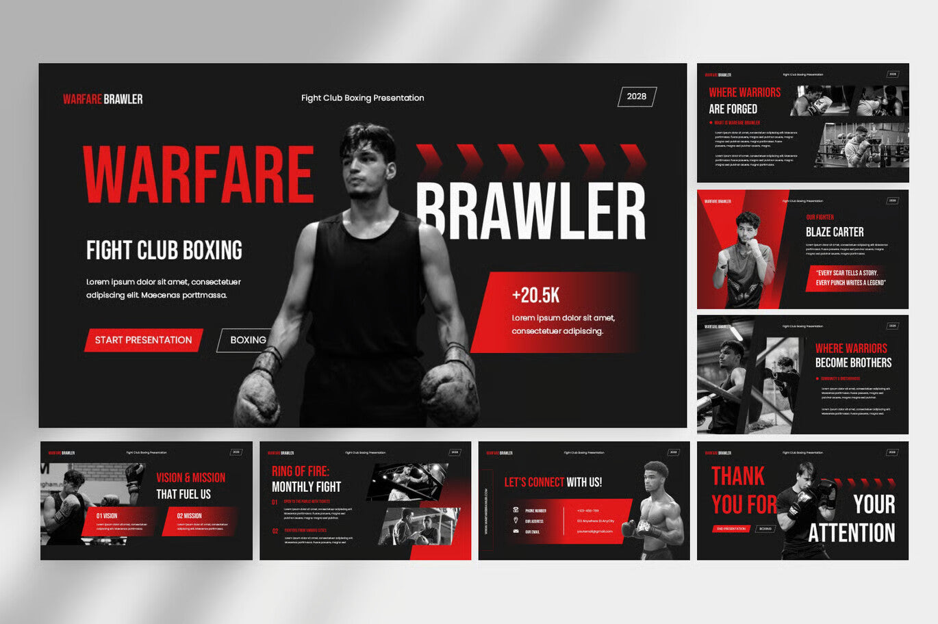 Warfare Brawler Fight Club Boxing Google Slides