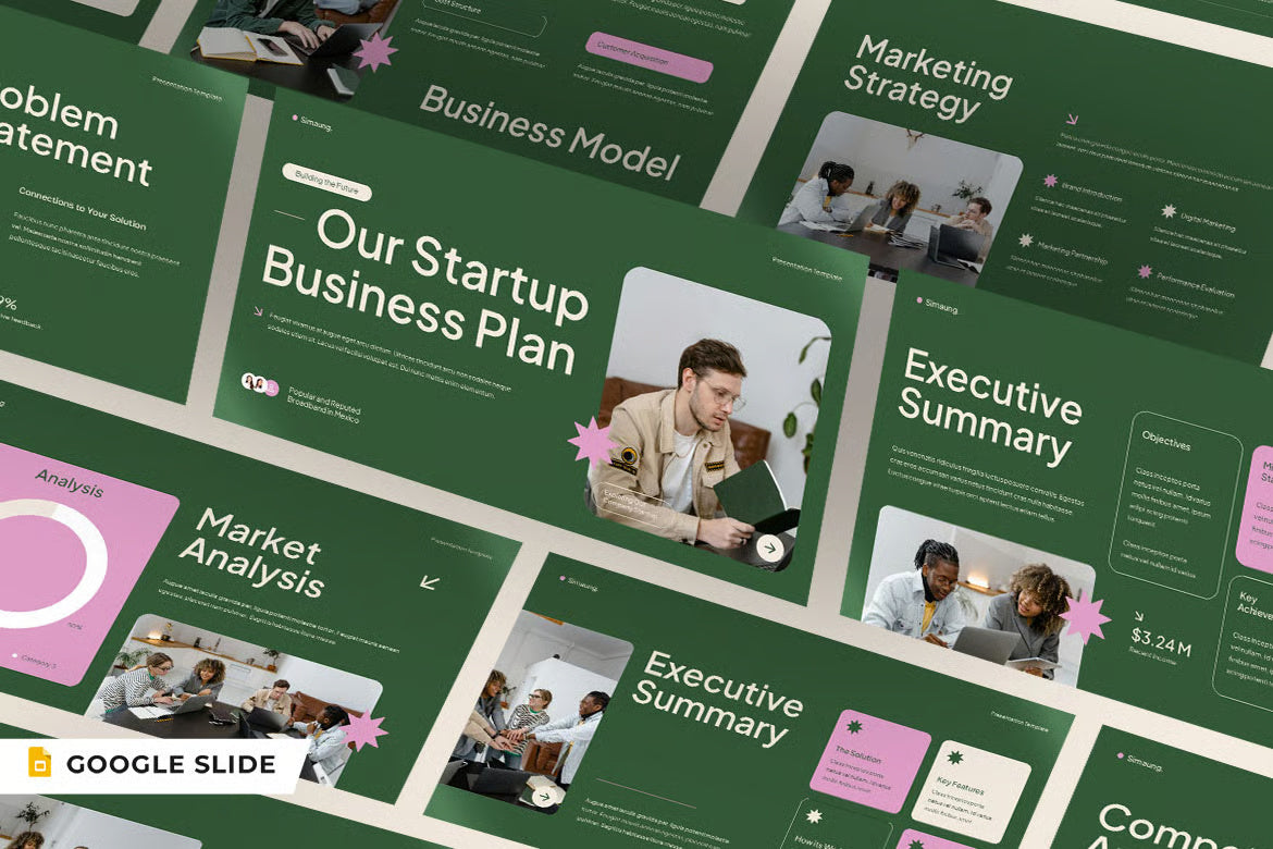 Green Pink Modern Startup Business Plan Presentation 006- 30 Unique Slides