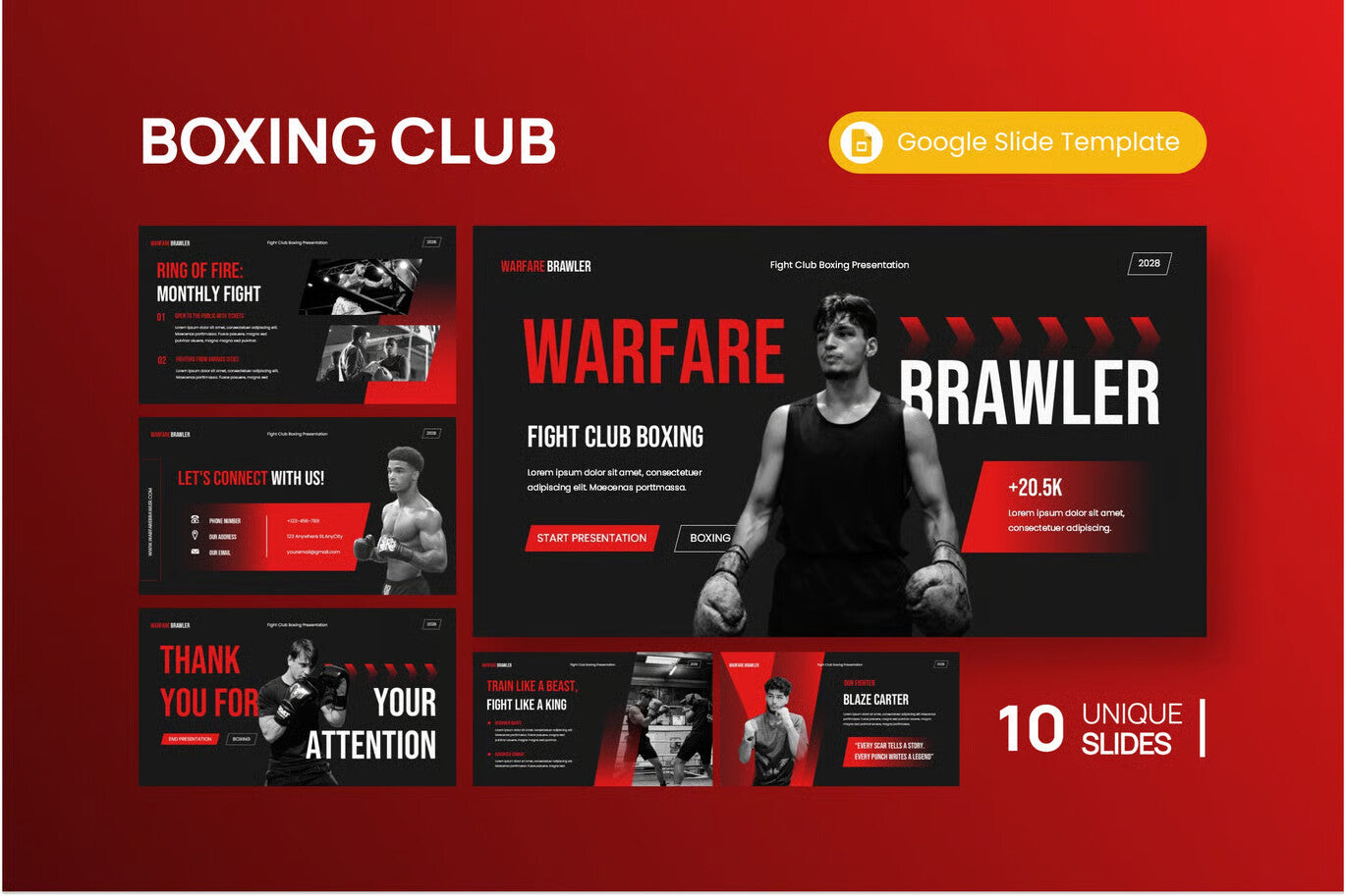 Warfare Brawler Fight Club Boxing Google Slides