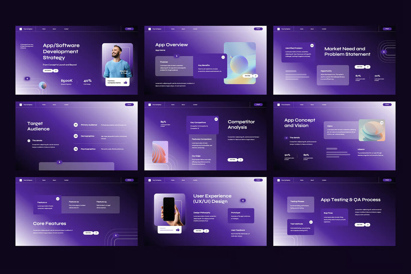 Morph Animated Gradient App Development Powerpoint