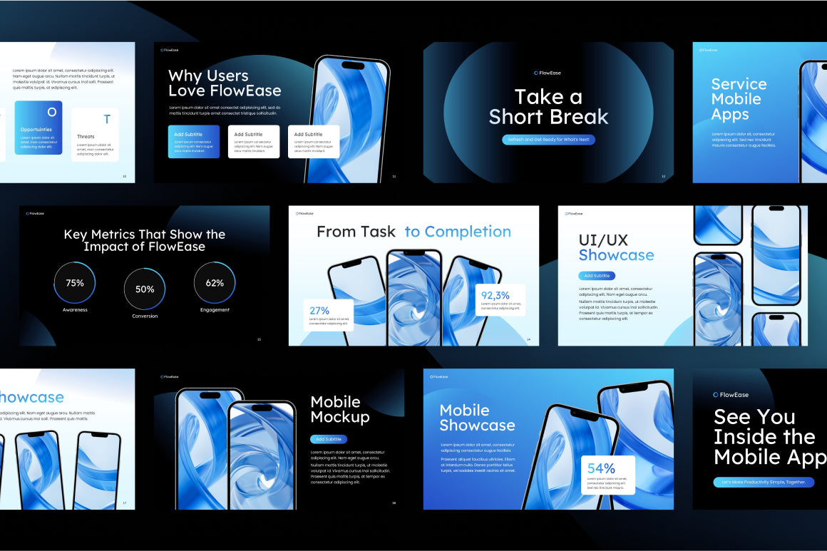 Mobile App Showcase Google Slides [20 Unique Slides]
