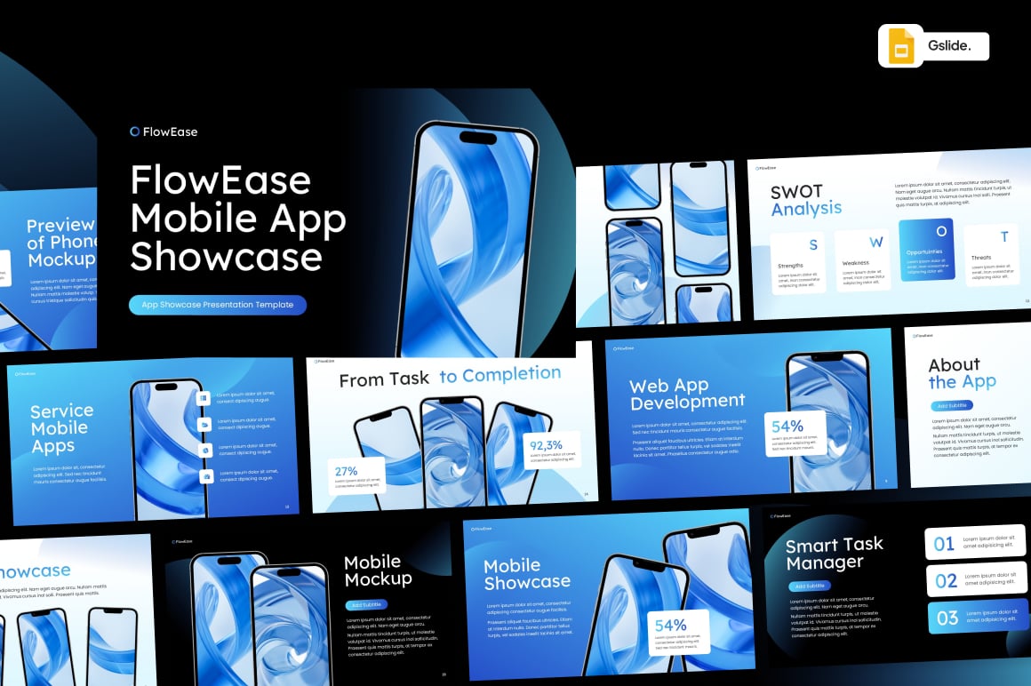 Mobile App Showcase Google Slides [20 Unique Slides]