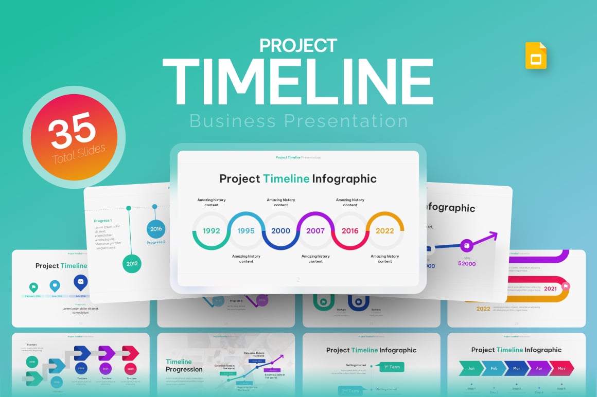 Project Timeline Business Google Slides Template [35 Slides]